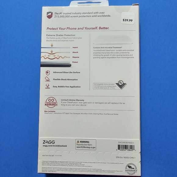 Galaxy S21 Ultra 5G - ZAGG Glass Fusion+ Screen Protector (CLEAR) - Picture 2 of 3